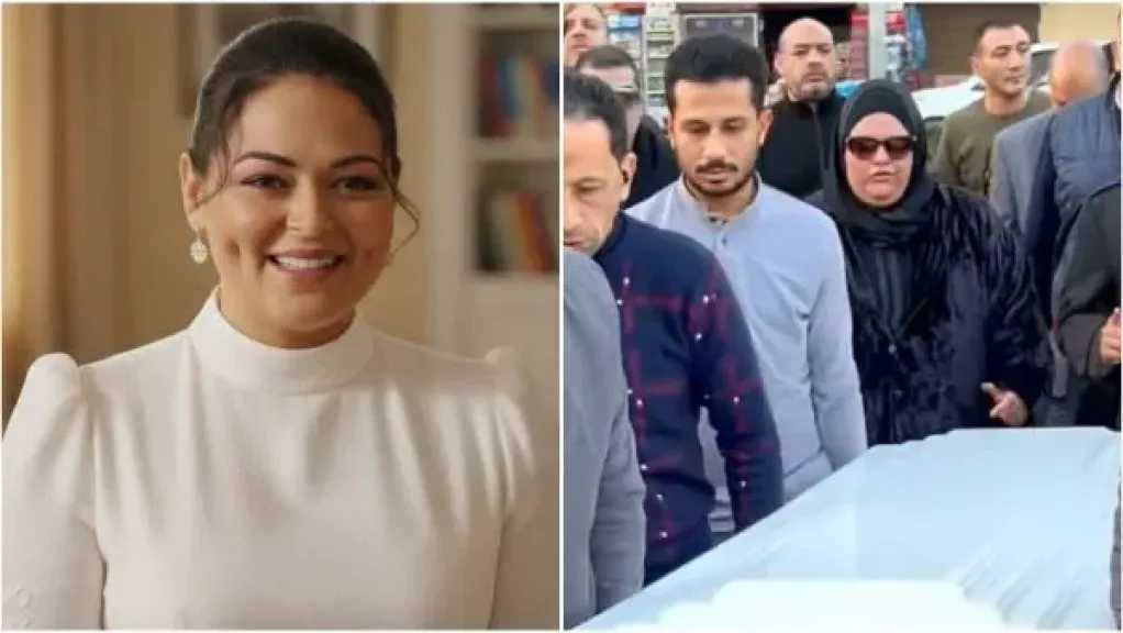 انهيار شقيقة نيفين مندور أثناء تشيع الجنازة 