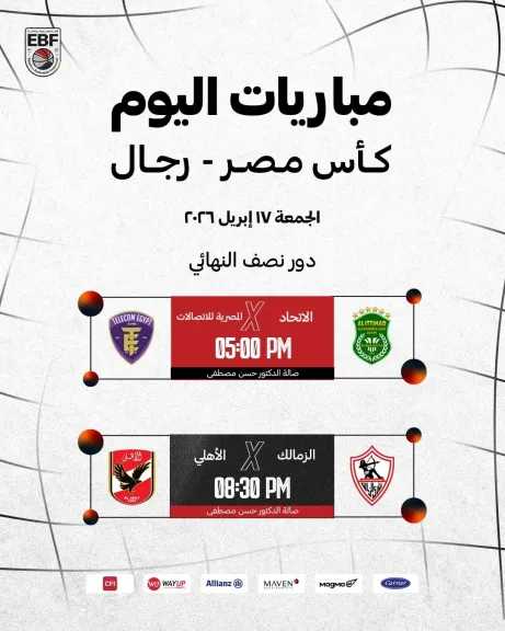 اليوم.. انطلاق نصف نهائي كأس مصر لكرة السلة 
