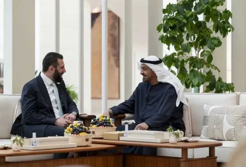 محمد بن زايد وأحمد الشرع يبحثان العلاقات بين البلدين 