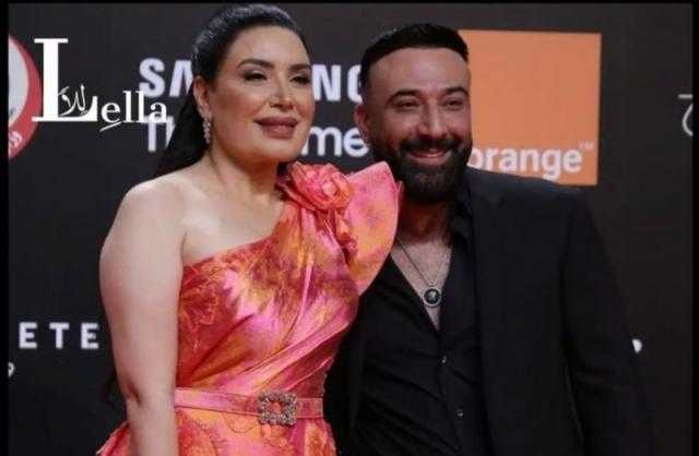 ظهور خاص لـ عبير صبري برفقة زوجها في سابع أيام مهرجان الجونة