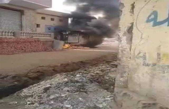 ماس يتسبب في حريق محول كهرباء بالبدرشين