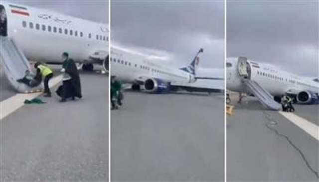 طائرة إيرانية تهبط في أحد الشوارع