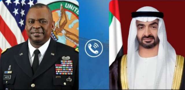 محمد بن زايد يبحث مع أوستن العلاقات الاستراتيجية