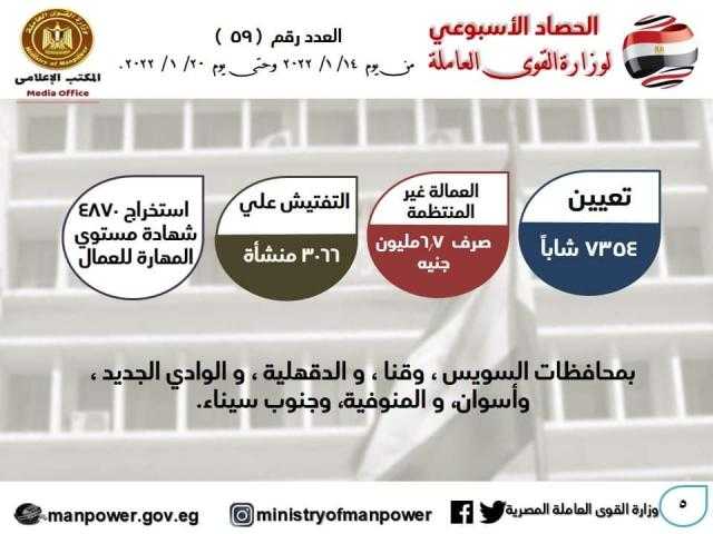 بروتوكول لنشر ثقافة العمل الحر وريادة الأعمال وتأمين تكافلي لـ9 أسر.. نشاط «القوي العاملة» فى أسبوع