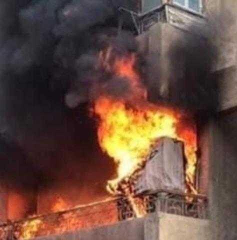 حريق يلتهم محل تجاري في أرض اللواء