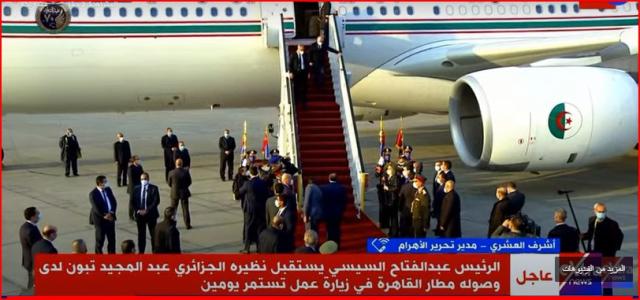 لحظة وصول الرئيس الجزائري مطار القاهرة (فيديو)