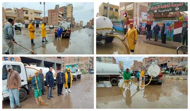 استجابة فورية.. رفع وشفط مياه الأمطار من شوارع وميادين المنوفية - صور