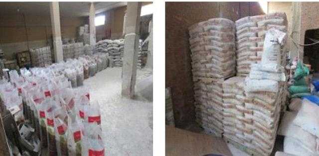 ضبط 70 طن أعلاف وأسمدة مجهولة المصدر داخل مصانع عشوائية بالشرقية