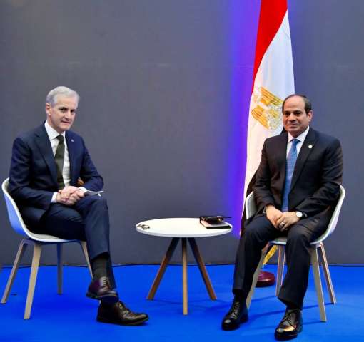 لقاء السيسي ورئيس وزراء النرويج