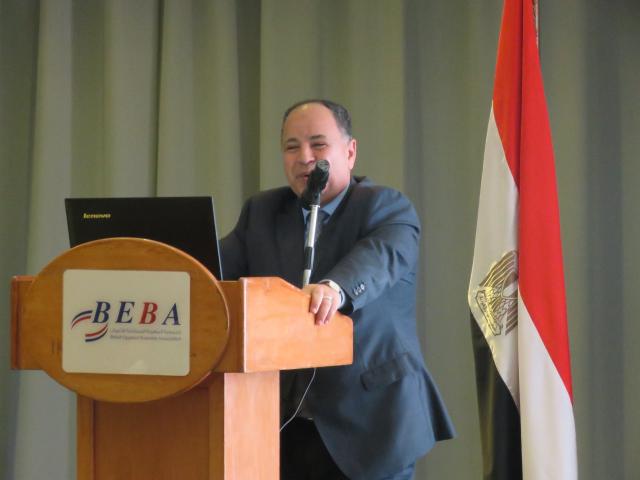 وزير المالية خلال لقائه بأعضاء الجمعية المصرية البريطانية للأعمال