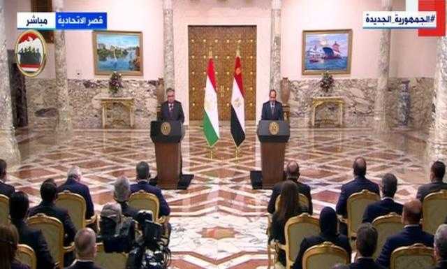 نص كلمة السيسي خلال المؤتمر المشترك مع رئيس طاجيكستان