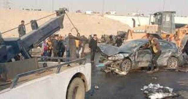 مصرع وإصابة 3 أشخاص من أسرة واحدة فى حادث تصادم مروع أعلى الطريق الأوسطى