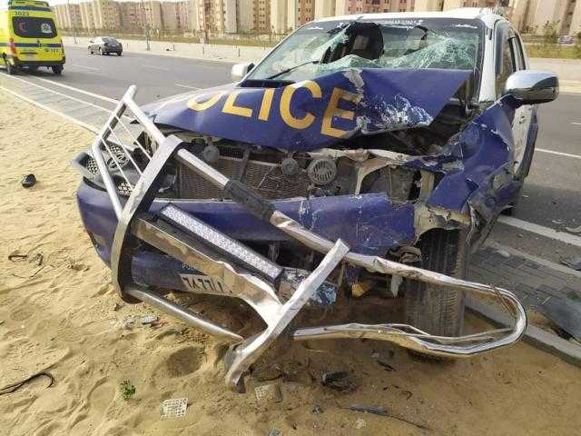 إصابة مجند في حادث تصادم مروع بالطريق الأوسطي أكتوبر «صور»