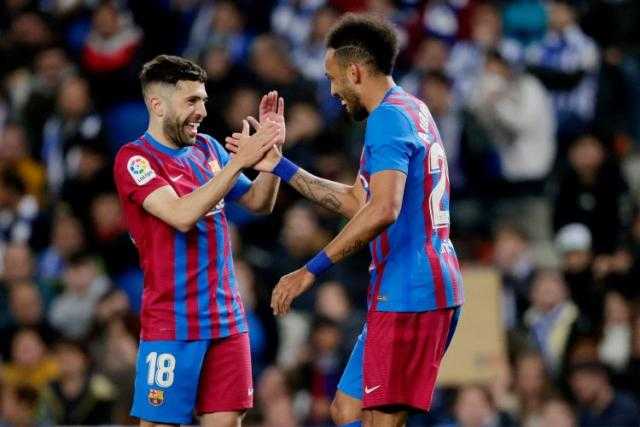 هدف أوباميانج يمنح برشلونة التقدم على سوسييداد في الشوط الأول