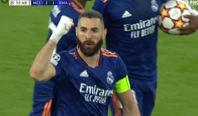 بنزيما يسجل الأول لريال مدريد ويقلص الفارق أمام مانشستر سيتي
