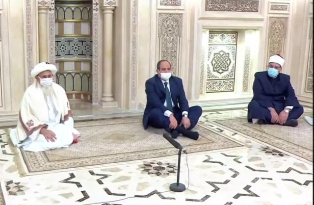 الرئيس السيسي ووزير الأوقاف وسلطان البهرة