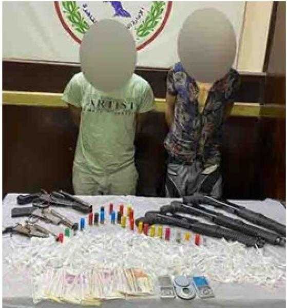 ضبط مسجلين خطر بحوزتهما أسحلة نارية ومواد مخدرة بكفر الشيخ