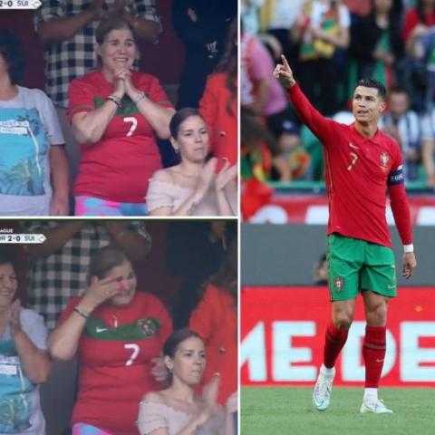والدة كريستيانو رونالدو تدخل في نوبة بكاء بعد تألق نجلها ضد سويسرا