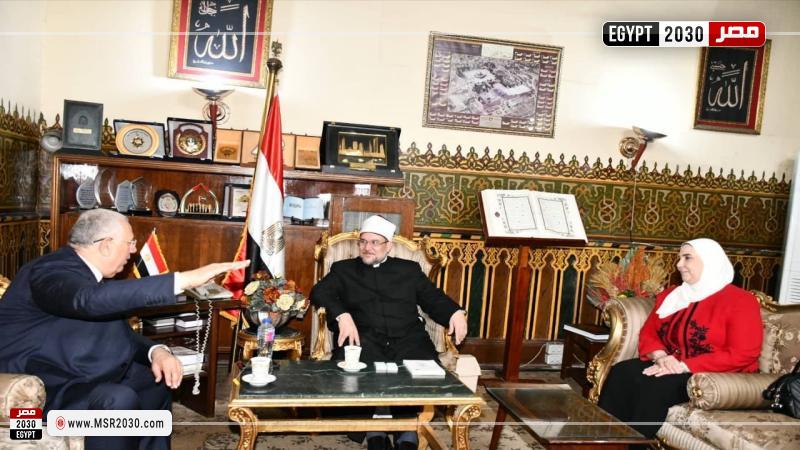 وزير الأوقاف ووزير الزراعة ووزيرة التضامن 