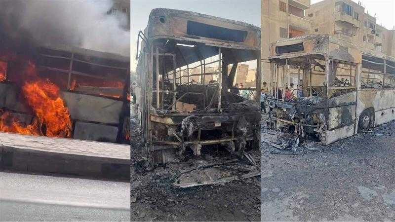 تفحم أتوبيس بسبب ارتفاع درجة الحرارة بالمقطم