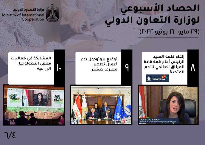 ننشر الحصاد الأسبوعي لوزارة التعاون الدولي