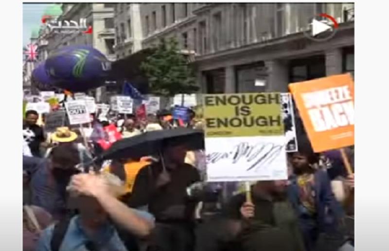 مظاهرات في شوارع لندن احتجاجا على غلاء المعيشة «فيديو»