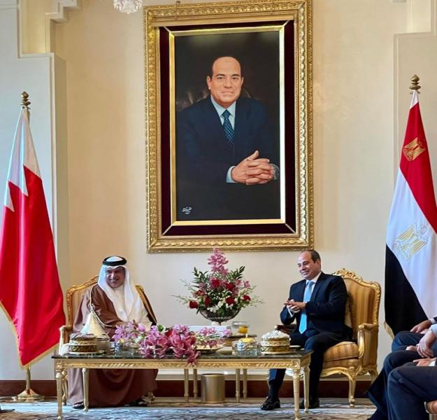 صورة الرئيس السيس تزيِّن اللقاء الرسمي