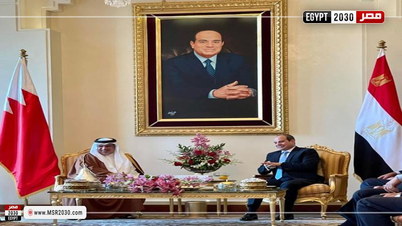صورة الرئيس السيس تزيِّن اللقاء الرسمي