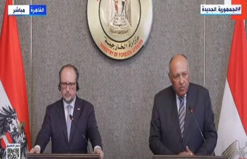 بث مباشر.. مؤتمر صحفي لوزير الخارجية ونظيره النمساوي