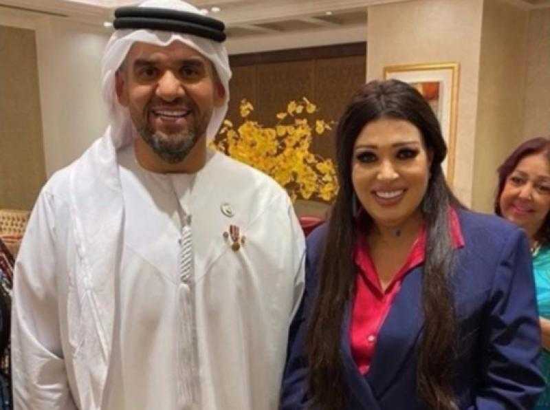 شاهد.. فيفي عبده برفقة حسين الجسمي من احتفالات ذكرى 30 يونيو