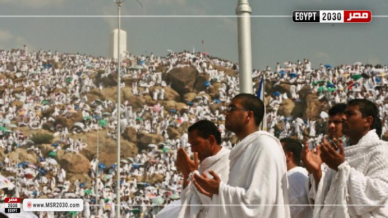 الحجاج يدعون وهم بجبل عرفات