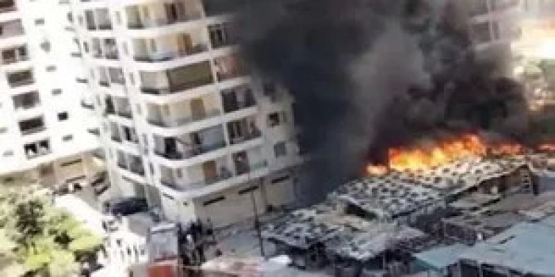حريق هائل في سوق الحرمين بالإسكندرية.. والحماية المدنية تسابق الزمن