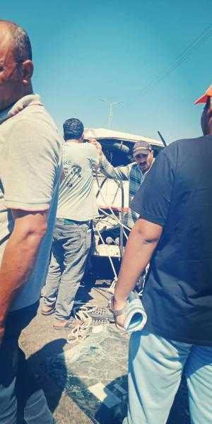 تسيير حركة المرور وإزالة آثار حادث تصادم سيارتين بطريق منيا القمح الزقازيق