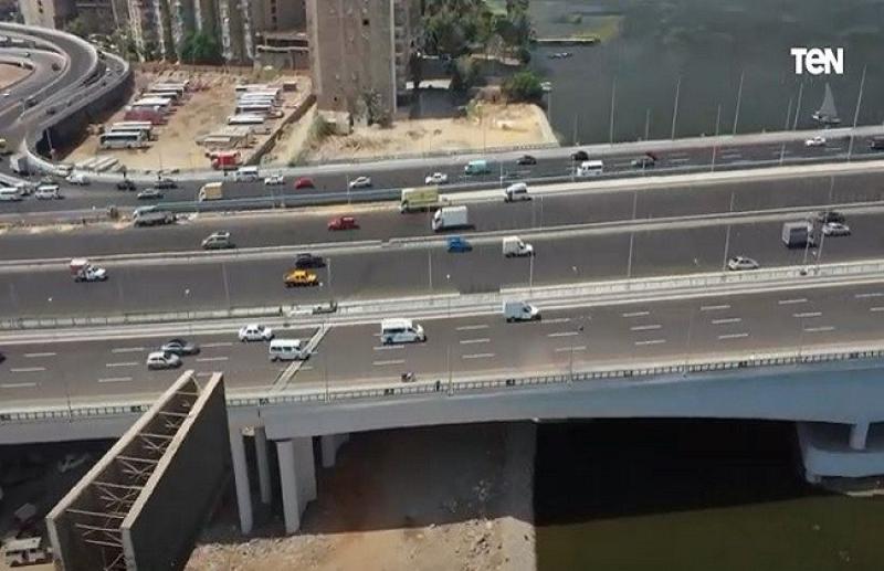 شاهد.. تصوير جوي لمشروع توسعة وتطوير كوبري المنيب - «فيديو»