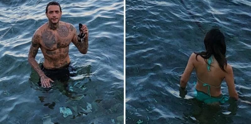 «وجدت حورية البحر الصغيرة».. أحمد الفيشاوي يثير الجدل بظهوره مع فتاة في البحر