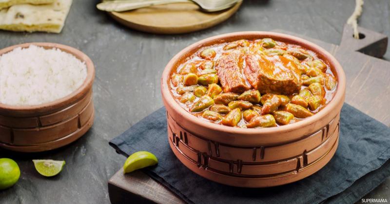 طاجن البامية باللحمة