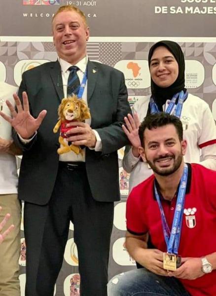 رئيس اتحاد الشطرنج مع أحمد عدلي وشروق وفا