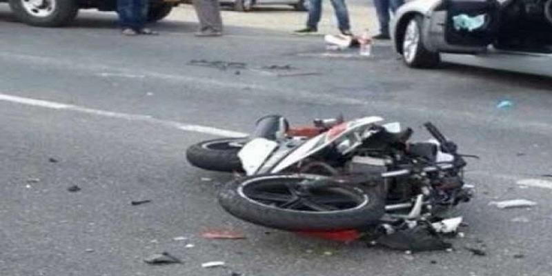 تصادم بين دراجة بخارية