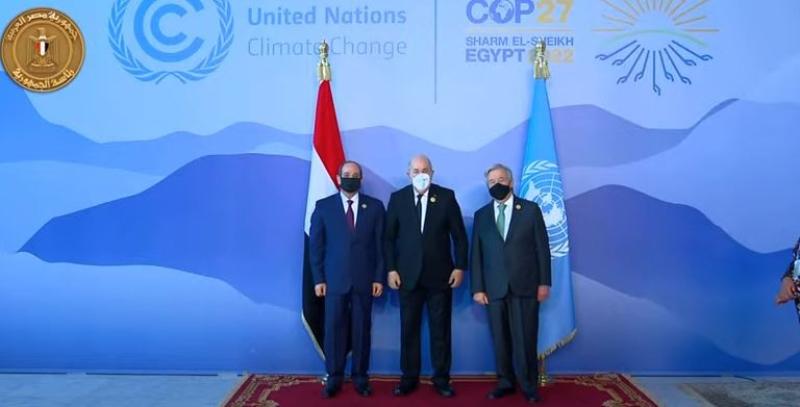 السيسي وجوتيريش يستقبلان الرئيس الجزائرى استعدادا لقمة المناخ ”كوب 27”