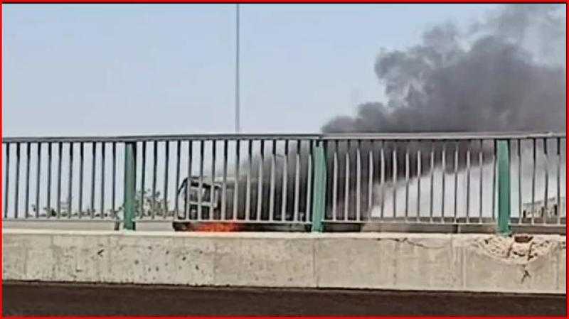 دون اصابات ..  اندلاع حريق في سيارة أعلى كوبري ثروت بالجيزة