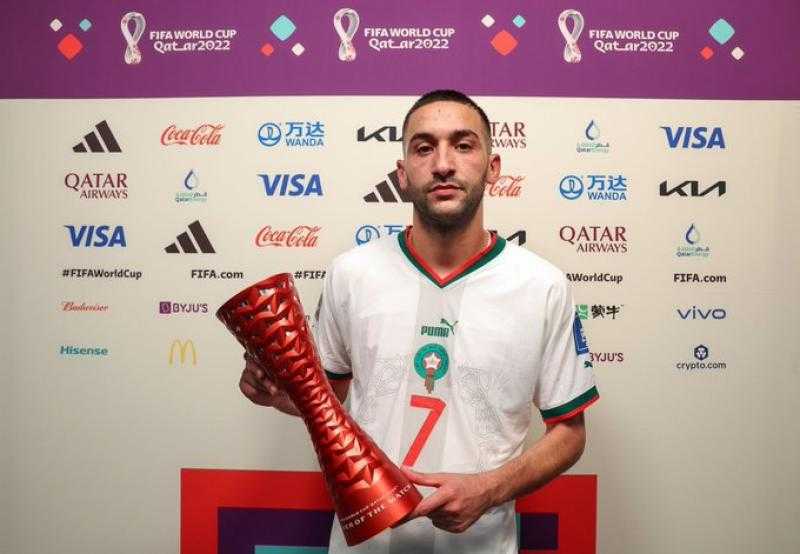 حكيم زياش أفضل لاعب في مباراة المغرب وبلجيكا بكأس العالم
