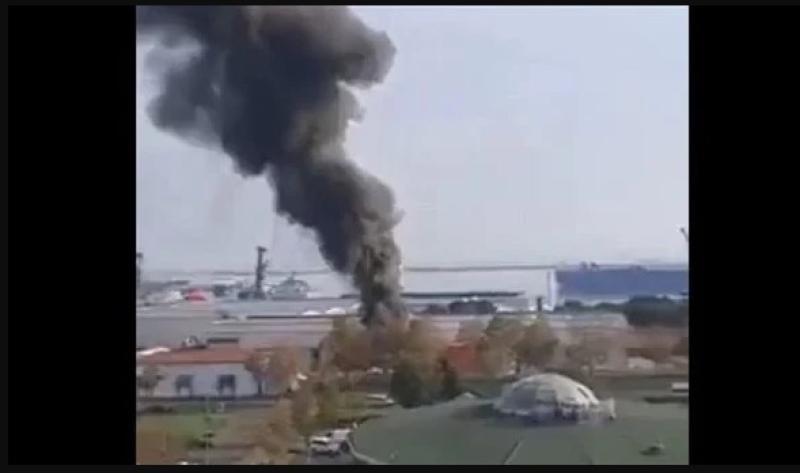 انفجار هائل وحريق في ميناء سامسون بتركيا.. والسبب مجهول