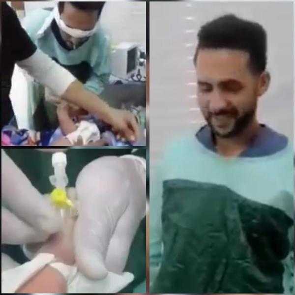 ممرض يركب ”كانيولا” لرضيع وهو معصوب العينين.. ورواد السوشيال ميديا: ”لازم يتحاسب”