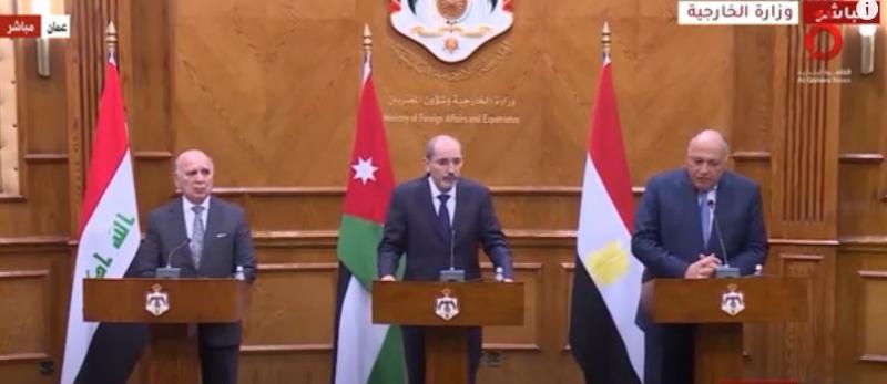 شكري: مصر والأردن والعراق يواجهون تحديات مشتركة.. والعمل الجماعي الحل.. «فيديو»