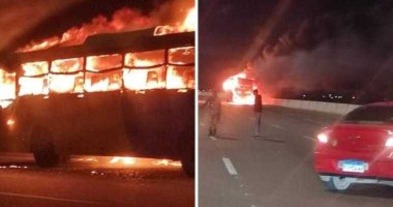 حريق هائل في أتوبيس بالإسكندرية دون إصابات