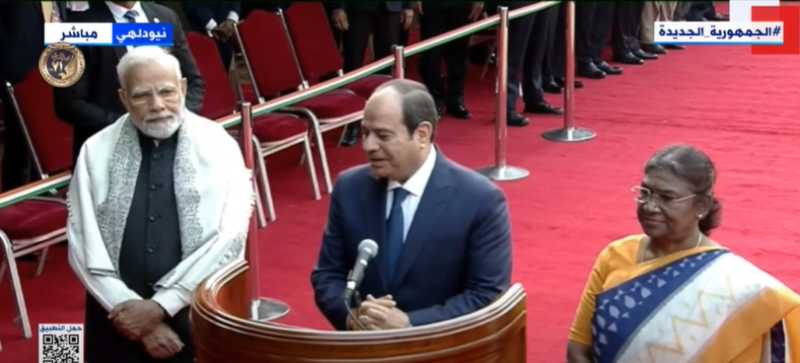 رئيسة الهند تستقبل السيسي بساحة القصر الرئاسي.. «فيديو»