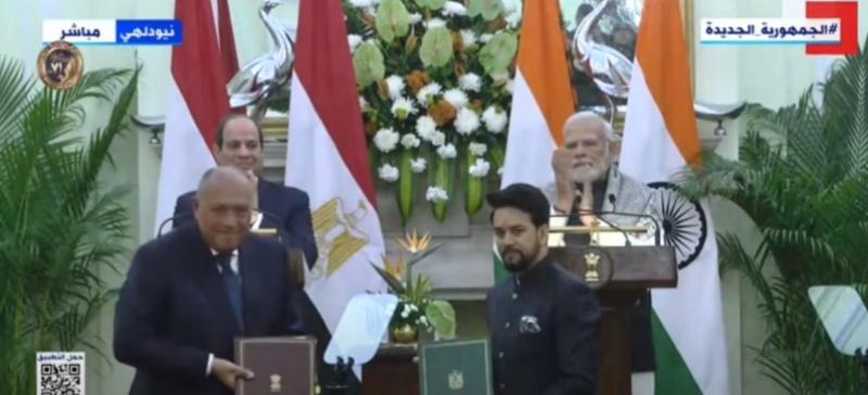 السيسي ورئيس وزراء الهند يشهدان التوقيع على عدد من الاتفاقيات بين البلدين