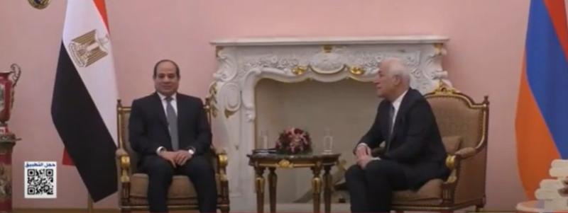 مباحثات ثنائية بين الرئيس السيسي ونظيره الأرميني.. «فيديو»
