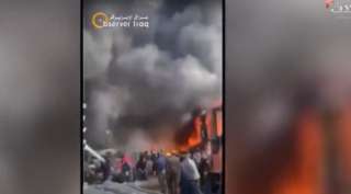 مشاهد لاندلاع حريق كبير في سوق للدراجات النارية في أربيل.. «فيديو»