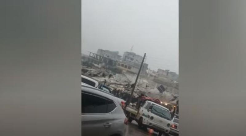 شاهد.. دمار حي كامل شمال سوريا جراء الزلزال.. «فيديو»